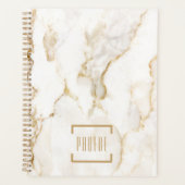 Moderne persoonlijke naam Gold Effect Marble Planner (Voorkant)