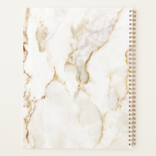 Moderne persoonlijke naam Gold Effect Marble Planner (Achterkant)