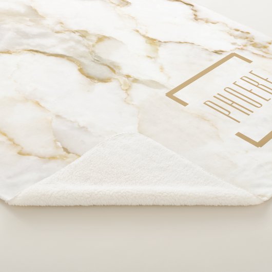 Moderne persoonlijke naam Gold Effect Marble Sherpa Deken (3/4)