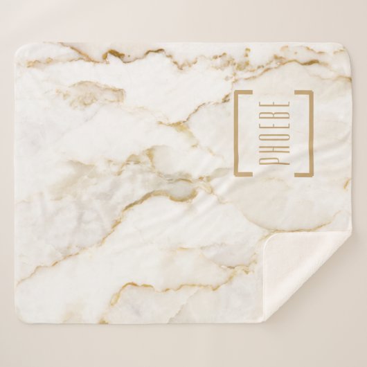 Moderne persoonlijke naam Gold Effect Marble Sherpa Deken (Voorkant (horizontaal))