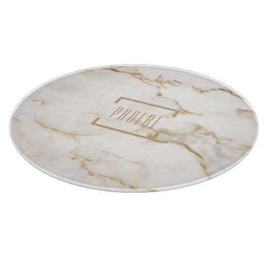 Moderne persoonlijke naam Gold Effect Marble Snijplank (Hoek)