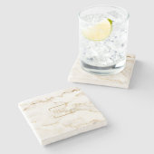 Moderne persoonlijke naam Gold Effect Marble Stenen Onderzetter (Zijkant)