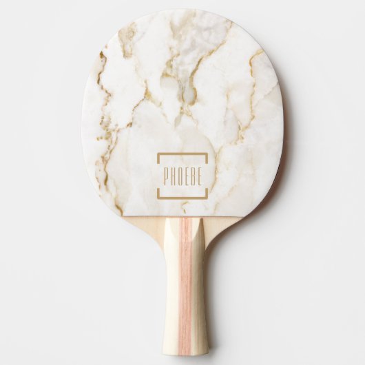Moderne persoonlijke naam Gold Effect Marble Tafeltennisbatje (Voorkant)