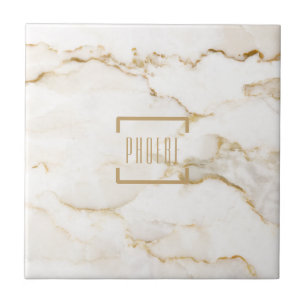 Moderne persoonlijke naam Gold Effect Marble Tegeltje