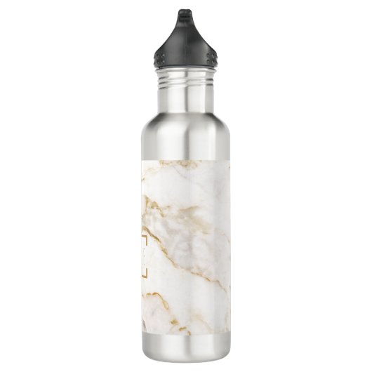 Moderne persoonlijke naam Gold Effect Marble Waterfles (Rechts)