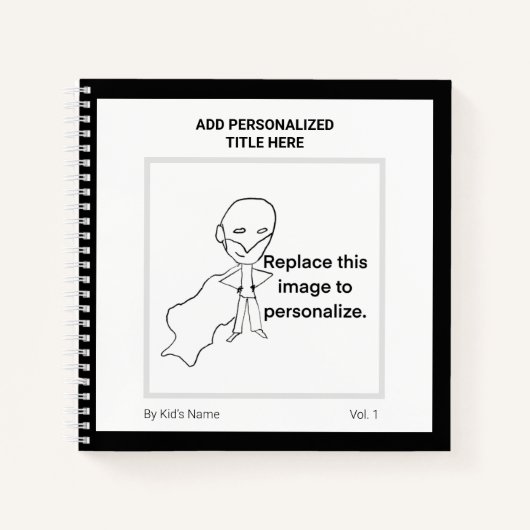 Moderne Persoonlijke Naam Monogram Kinderen Kunst Notitieboek (Voorkant)