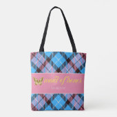 Moderne persoonlijke naam Tartan Weddenschap bruid Tote Bag (Achterkant)
