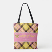 Moderne persoonlijke naam Tartan Weddenschap bruid Tote Bag (Achterkant)