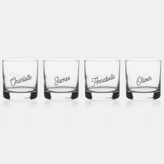 Moderne persoonlijke naam whisky glas (Voorkant)