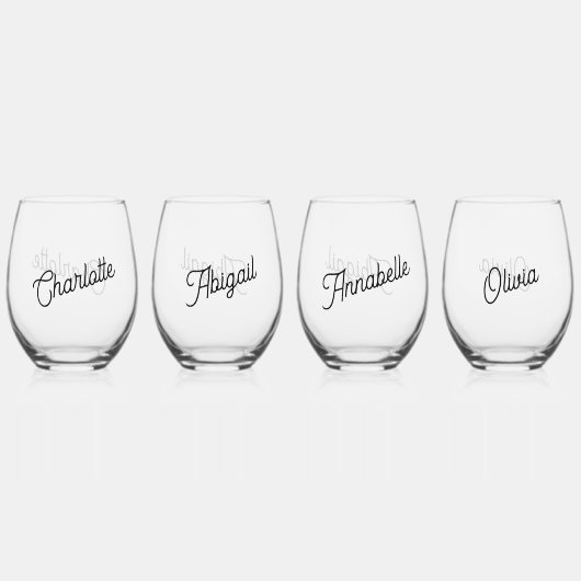 Moderne persoonlijke naam wijnglas zonder voet (Voorkant)