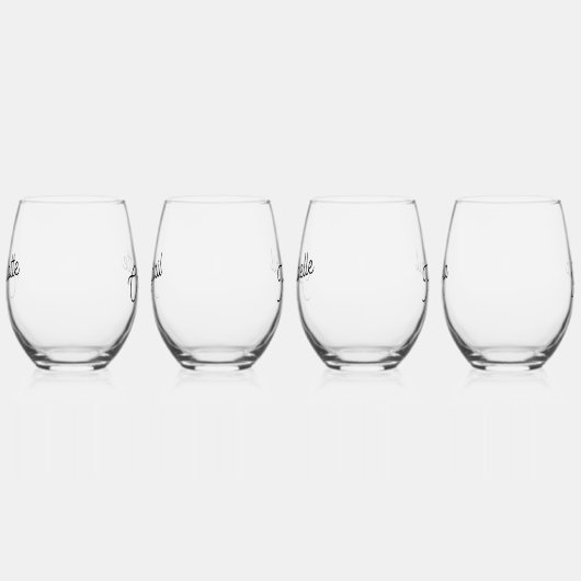 Moderne persoonlijke naam wijnglas zonder voet (Links)