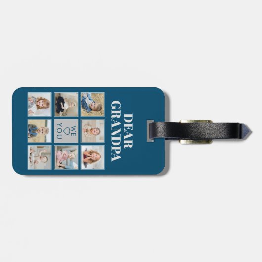 Moderne persoonlijke opa We houden van je 8-foto's Bagagelabel (Achterkant horizontaal)