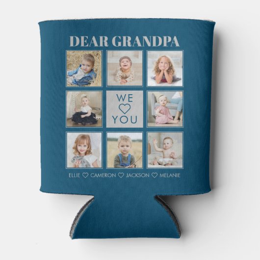 Moderne persoonlijke opa We houden van je 8-foto's Blikjeskoeler (Voorkant)