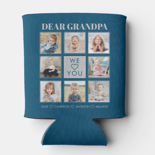 Moderne persoonlijke opa We houden van je 8-foto's Blikjeskoeler (Achterkant)