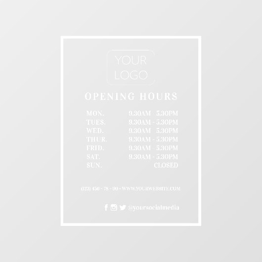 Moderne persoonlijke openinguren voor zakelijke Lo Raamsticker (Vel)