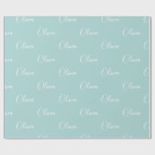 Moderne persoonlijke pasteelnaam voor groen script cadeaupapier (Vlak)