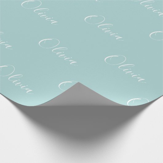 Moderne persoonlijke pasteelnaam voor groen script cadeaupapier (Hoek)