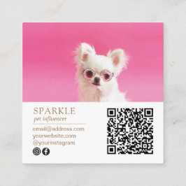 Moderne persoonlijke QR-code voor dubbelfoto's Vierkante Visitekaartje