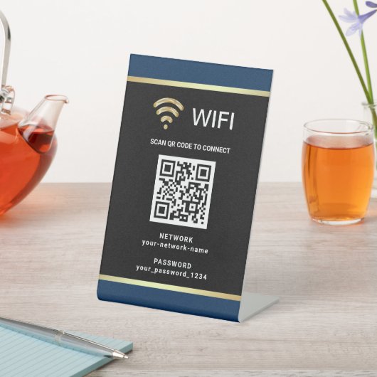 Moderne persoonlijke QR-code WiFi-netwerkwachtwoor Reclamebord Met Voetstuk (Insitu)