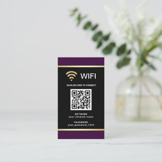 Moderne persoonlijke QR-code WiFi-netwerkwachtwoor Visitekaartje (Staand voorkant)
