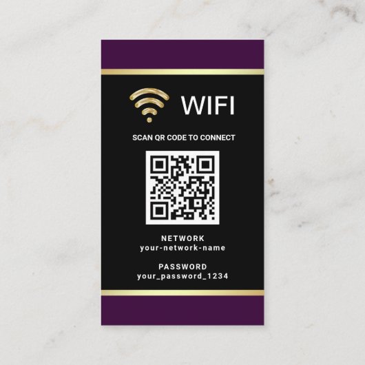 Moderne persoonlijke QR-code WiFi-netwerkwachtwoor Visitekaartje (Achterkant)