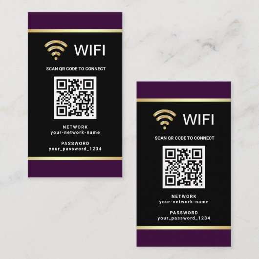 Moderne persoonlijke QR-code WiFi-netwerkwachtwoor Visitekaartje (Voorkant / Achterkant)