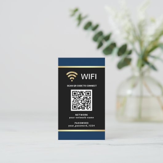 Moderne persoonlijke QR-code WiFi-netwerkwachtwoor Visitekaartje (Staand voorkant)