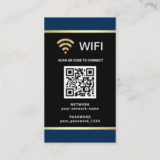 Moderne persoonlijke QR-code WiFi-netwerkwachtwoor Visitekaartje (Achterkant)