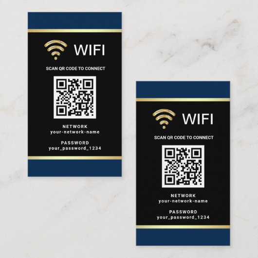 Moderne persoonlijke QR-code WiFi-netwerkwachtwoor Visitekaartje (Voorkant / Achterkant)