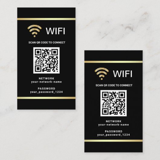 Moderne persoonlijke QR-code WiFi-netwerkwachtwoor Visitekaartje (Voorkant / Achterkant)