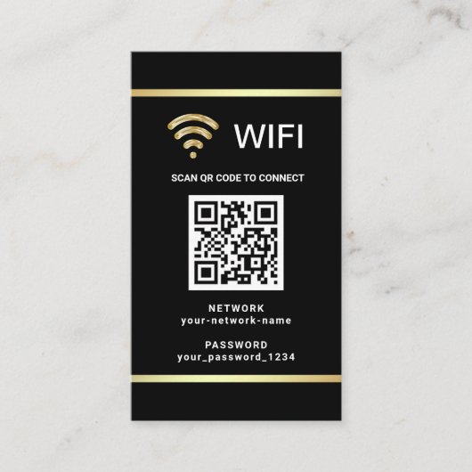 Moderne persoonlijke QR-code WiFi-netwerkwachtwoor Visitekaartje (Voorkant)