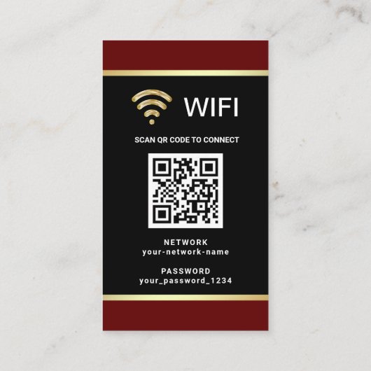 Moderne persoonlijke QR-code WiFi-netwerkwachtwoor Visitekaartje (Achterkant)