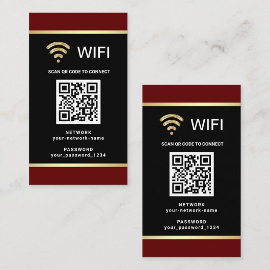 Moderne persoonlijke QR-code WiFi-netwerkwachtwoor Visitekaartje (Voorkant / Achterkant)