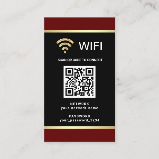 Moderne persoonlijke QR-code WiFi-netwerkwachtwoor Visitekaartje (Voorkant)