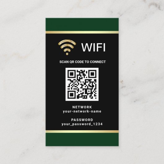 Moderne persoonlijke QR-code WiFi-netwerkwachtwoor Visitekaartje (Voorkant)
