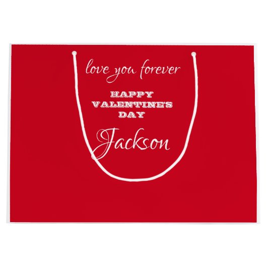 Moderne persoonlijke rode Valentijnsdag Groot Cadeauzakje (Voorkant)