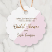 Moderne Persoonlijke Roze Gouden Bruidsdouche Bedankjes Labels (Achterkant)