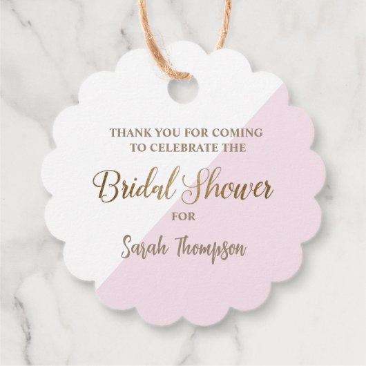 Moderne Persoonlijke Roze Gouden Bruidsdouche Bedankjes Labels (Achterkant)