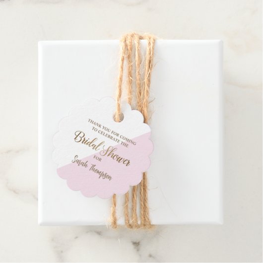 Moderne Persoonlijke Roze Gouden Bruidsdouche Bedankjes Labels (In situ)