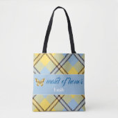 Moderne persoonlijke scriptnaam Tartan bridesmaid Tote Bag (Voorkant)