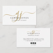 Moderne persoonlijke stylist Gouden Script Monogra Visitekaartje (Voorkant / Achterkant)