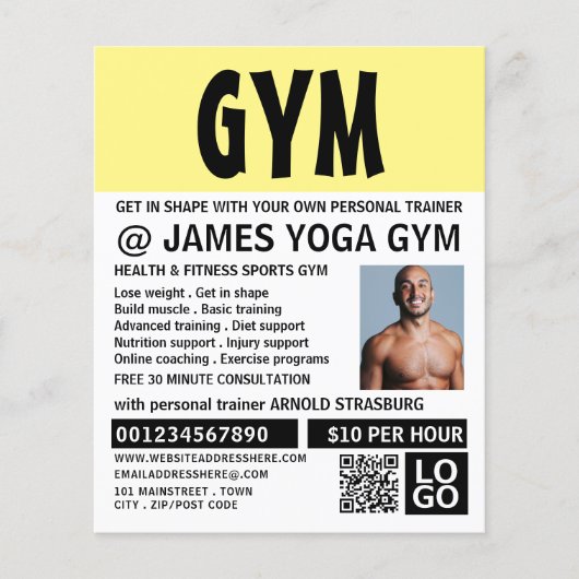Moderne, persoonlijke trainer, Gym Adverteren Flyer (Voorkant)