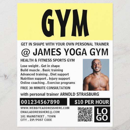 Moderne, persoonlijke trainer, Gym Adverteren Flyer (Voorkant)