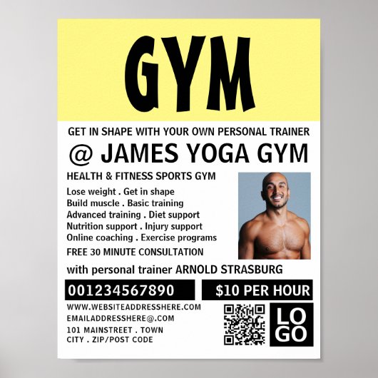 Moderne, persoonlijke trainer, Gym Adverteren Poster (Voorkant)