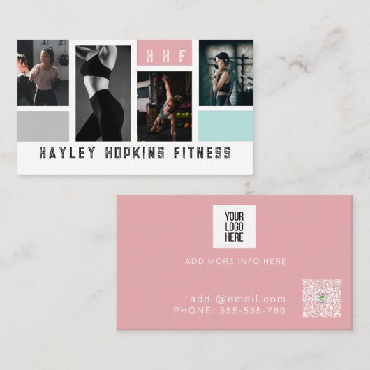 Moderne persoonlijke trainer voor fotocollage Fitn Visitekaartje (Voorkant / Achterkant)