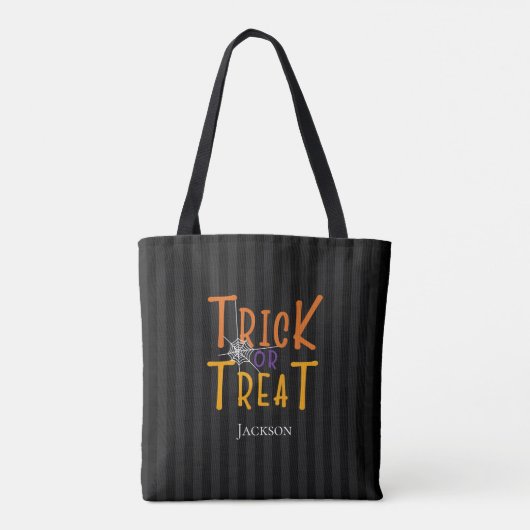 Moderne persoonlijke Trick or treat monogram Tote Bag (Achterkant)