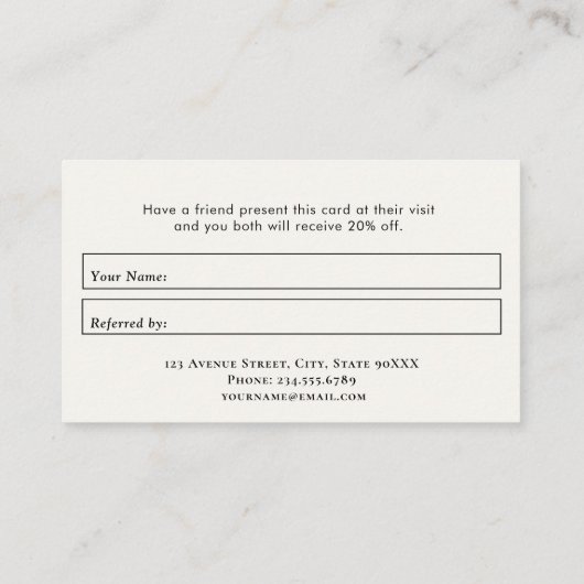 moderne persoonlijke visitekaartjes (Achterkant)