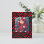 Moderne persoonlijke Zebra kerst met fotorood Briefkaart (Staand voorkant)