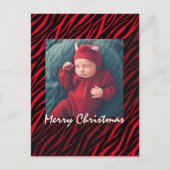 Moderne persoonlijke Zebra kerst met fotorood Briefkaart (Voorkant)
