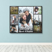 Moderne persoonlijke zussen 7 Foto-collage Canvas Afdruk (Insitu (Houten vloer))